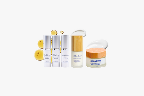 Trilliumderm skincare products on a white background