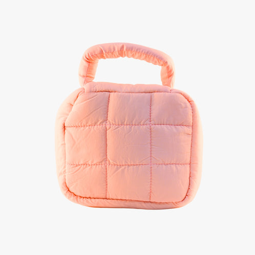 Trilipiderm Pink Puffer Travel Bag — blush pink quilted cosmetic pouch designed for skincare storage, daily use, and luxury holiday gifting