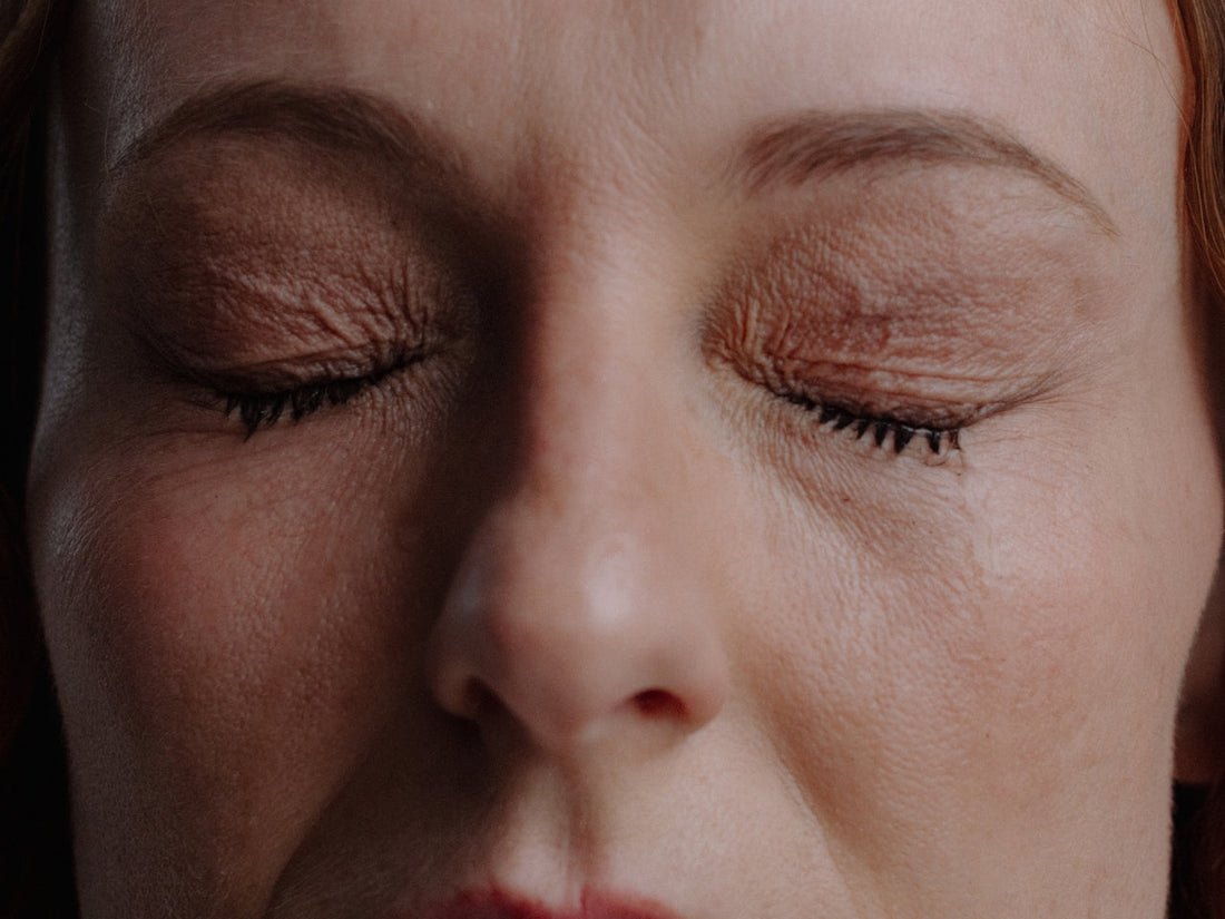 Close-up of woman's eye area showing fine lines and skin texture addressed by Lifting and Firming Eye Crème