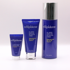 A set of three Trilipiderm All-Body Moisture Retention Cream bottles in different sizes, with SPF 30 sun protection.