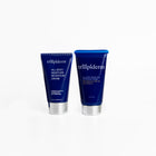 Two blue tubes of trillipiderm All-Body Moisture Retention Creme on a white background