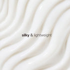 Silky and lightweight gel water based texture with text Trilipiderm Lifting and Firming Eye Crème texture closeup showing silky lightweight cream formula — fast absorbing eye cream with peptides and vitamins A C E and K that firms lifts and brightens the under eye area without heaviness