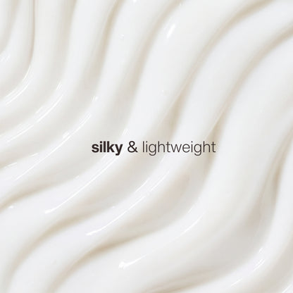 Silky and lightweight gel water based texture with text Trilipiderm Lifting and Firming Eye Crème texture closeup showing silky lightweight cream formula — fast absorbing eye cream with peptides and vitamins A C E and K that firms lifts and brightens the under eye area without heaviness