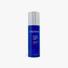 Blue skincare cream bottle with silver cap on a white background