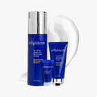 Trilliderm skincare product set on a white background with swatch