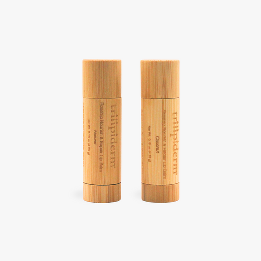 Trilipiderm Bamboo Lip Balm in Rosehip and Coconut sustainable natural lip care in eco-friendly bamboo packaging