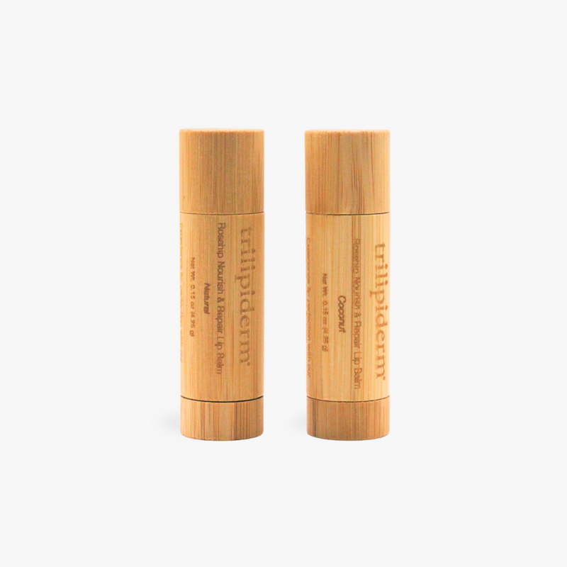 Trilipiderm Bamboo Lip Balm in Rosehip and Coconut sustainable natural lip care in eco-friendly bamboo packaging