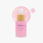 Pink serum bottle with wooden dropper labeled 'trillipiderm' on a white background with pink serum swatch. Dewy Silk Serum featuring niacinamide, Tranexamic acid, and hyaluronic acidhis powerhouse face serum is deeply hydrating, leaving skin glowing, bouncy, and dewy. Perfect serum to achieve glass skin.